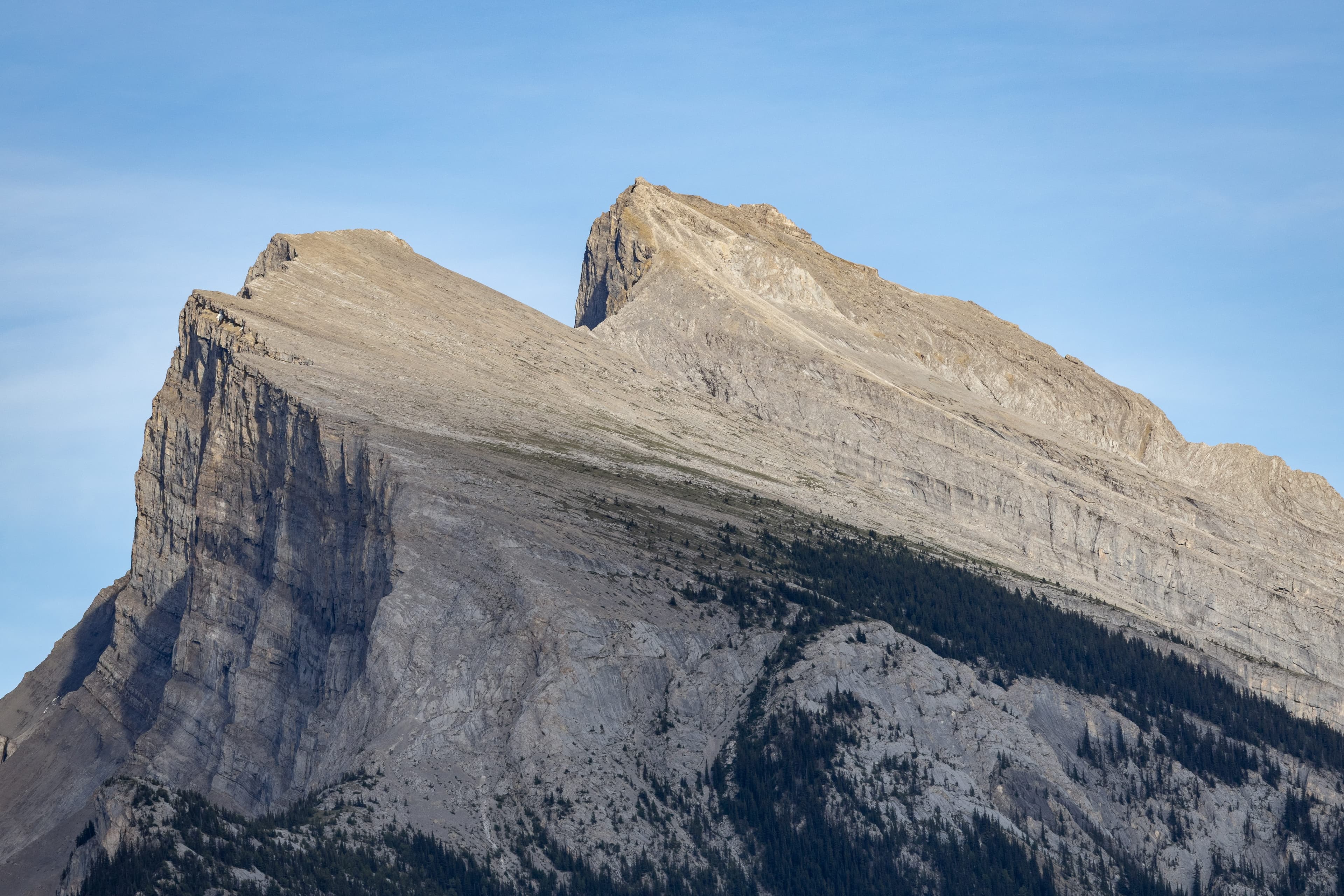Mount Rundle rising over the Canadian Rockies near Banff, Alberta